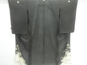 アンティーク　駒絽貝桶に草花模様刺繍留袖